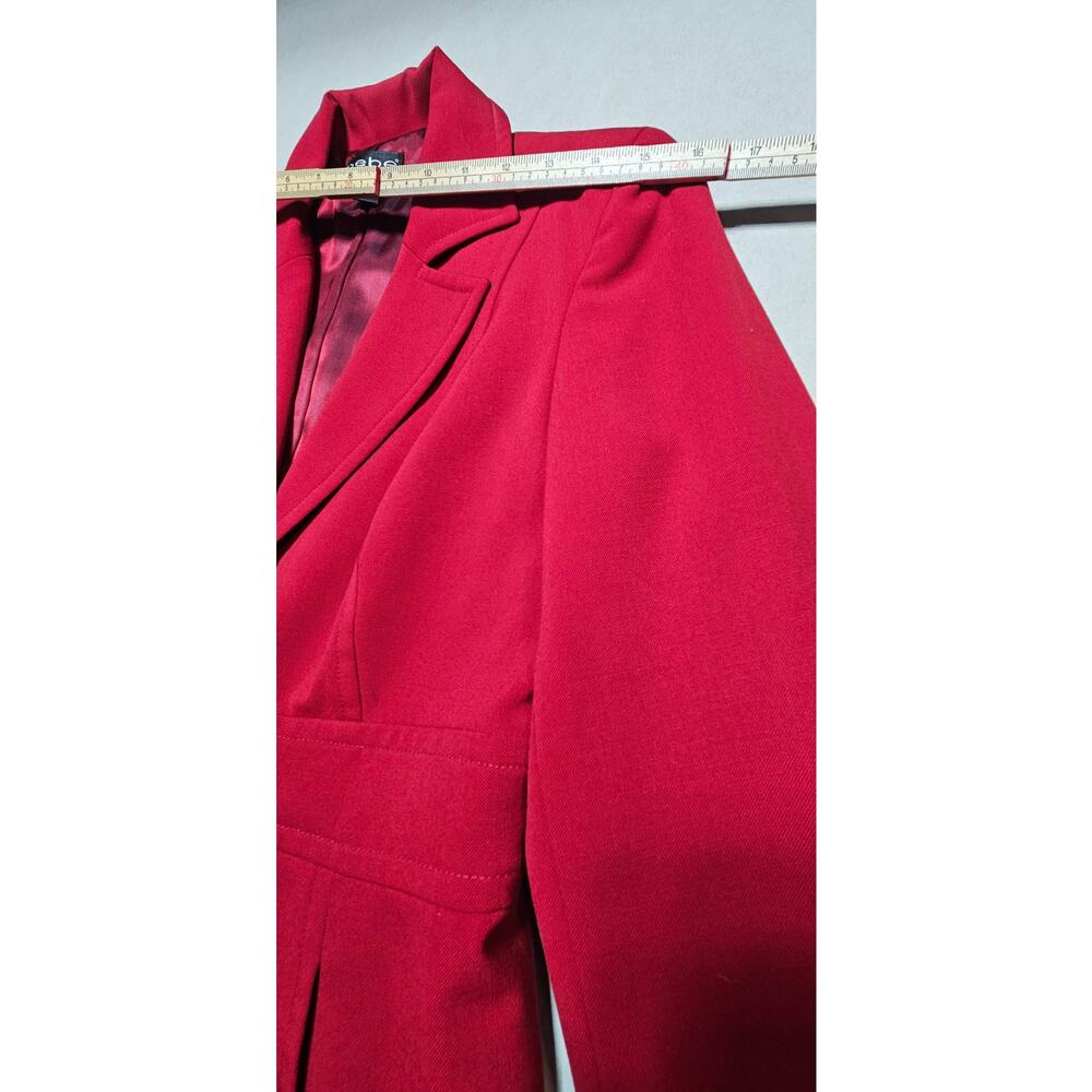 bebe Y2K Pantsuit Womens Red Wool Blend Blazer Wide Leg Pants 2 Piece Vintage - Picture 7 of 16